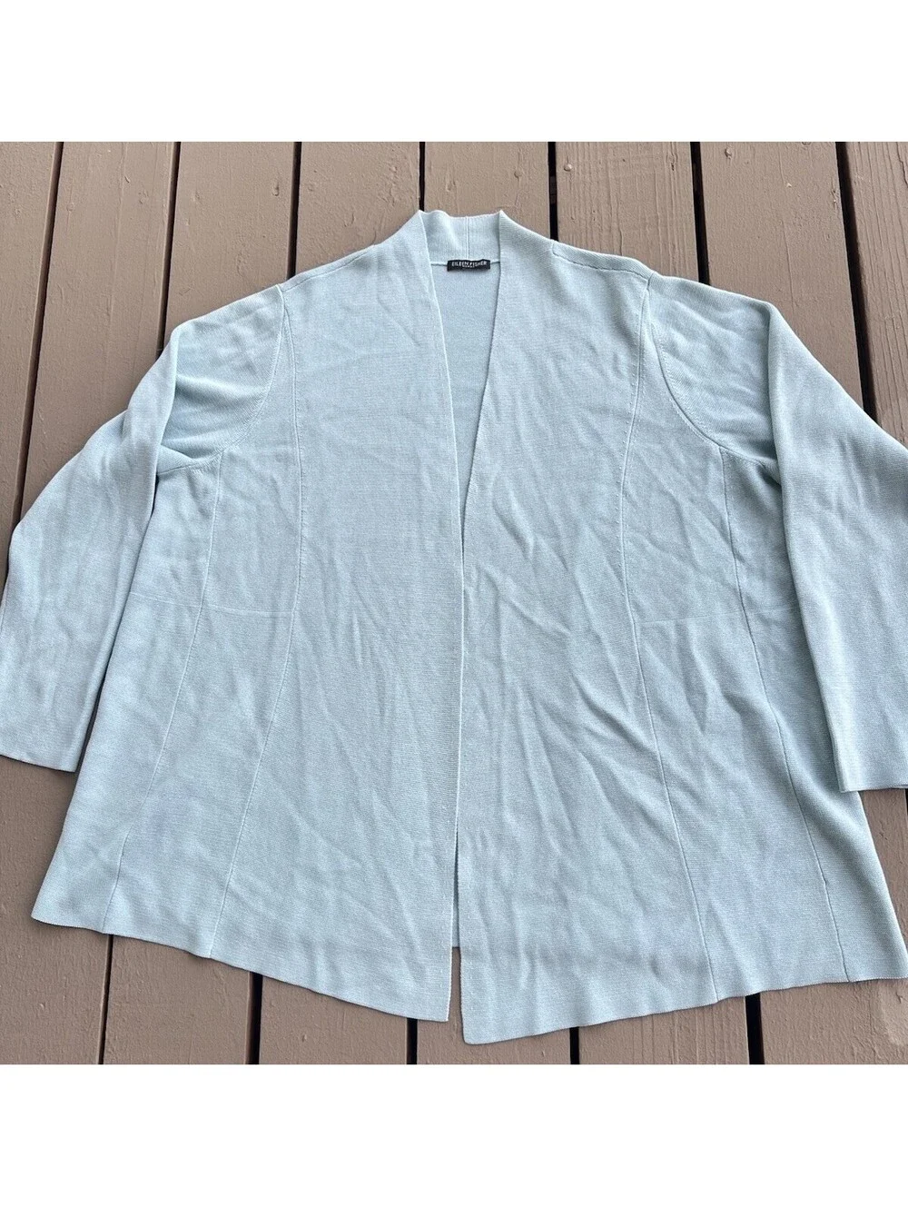 Eileen Fisher Woman Light Blue Silk  Open Front Cardigan 3X?